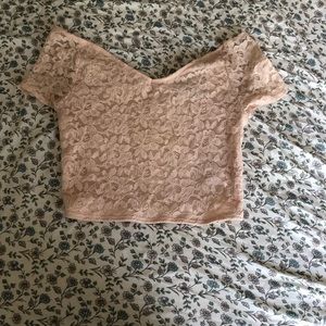 Baby pink lace crop top